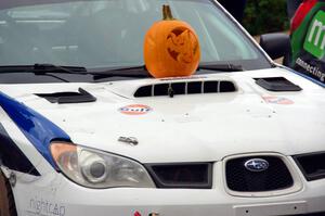 Brad Hayosh / Neil Moser Subaru WRX STi at Saturday morning's parc expose in L'Anse.