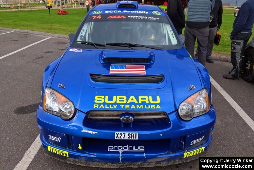 Ramana Lagemann / Nathalie Richard Subaru WRX STi at Saturday morning's parc expose in L'Anse.