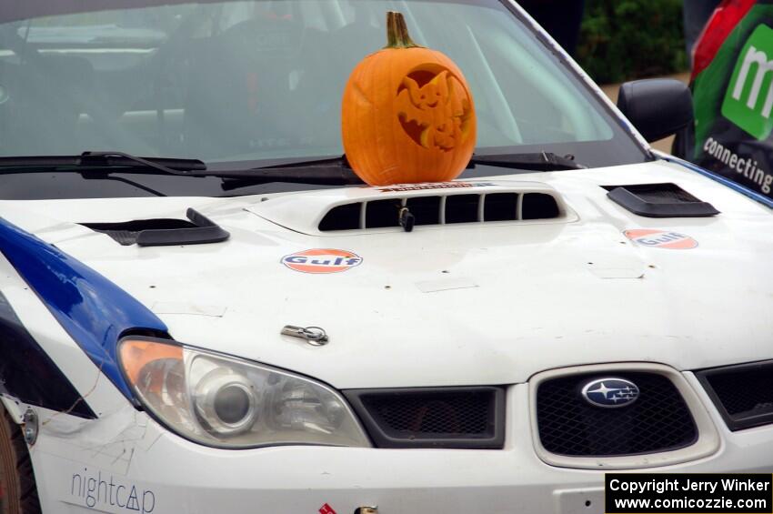 Brad Hayosh / Neil Moser Subaru WRX STi at Saturday morning's parc expose in L'Anse.