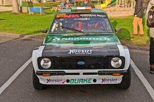 Seamus Burke / Martin Brady Ford Escort Mk. II at Saturday morning's parc expose in L'Anse.