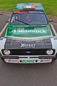 Seamus Burke / Martin Brady Ford Escort Mk. II at Saturday morning's parc expose in L'Anse.