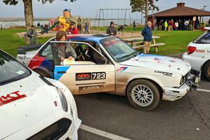 Calvin Cooper / Kelsey Stephens BMW 318is at Saturday morning's parc expose in L'Anse.