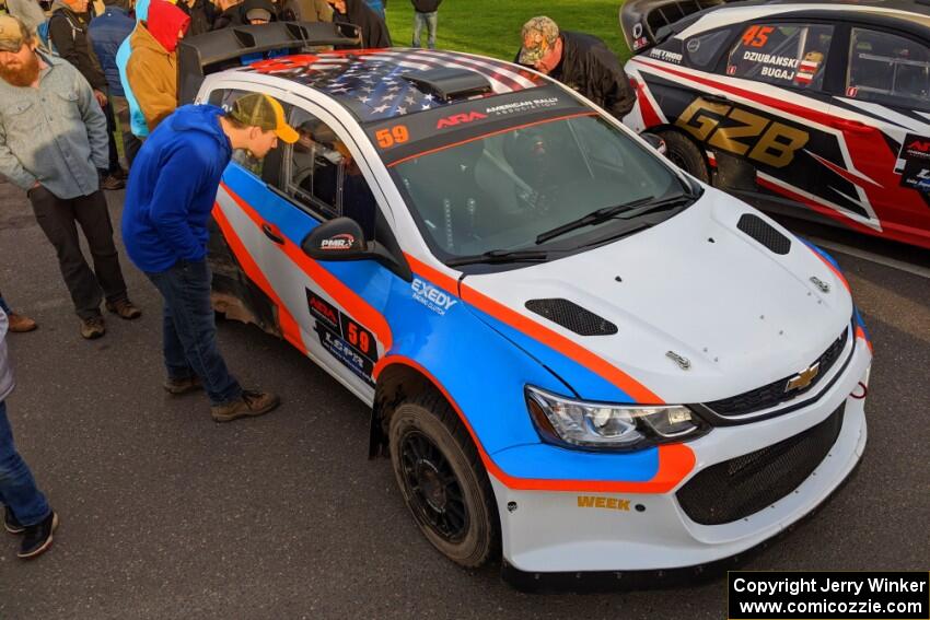 Pat Moro / Ole Holter Chevy Sonic at Saturday morning's parc expose in L'Anse.