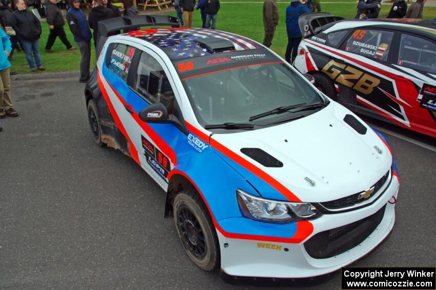 Pat Moro / Ole Holter Chevy Sonic at Saturday morning's parc expose in L'Anse.