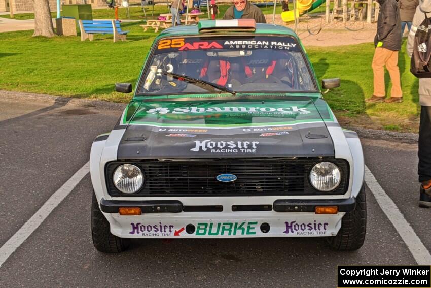 Seamus Burke / Martin Brady Ford Escort Mk. II at Saturday morning's parc expose in L'Anse.