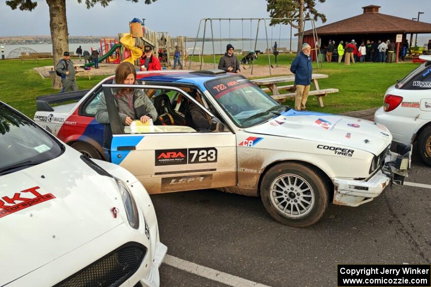 Calvin Cooper / Kelsey Stephens BMW 318is at Saturday morning's parc expose in L'Anse.