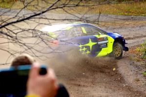 Oliver Solberg / Aaron Johnston Subaru WRX STi comes through the spectator point on SS9, Arvon-Silver I.