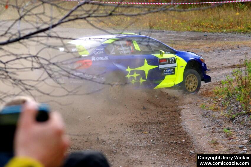 Oliver Solberg / Aaron Johnston Subaru WRX STi comes through the spectator point on SS9, Arvon-Silver I.