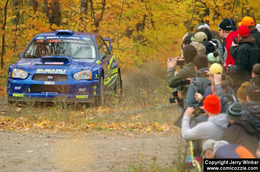 Ramana Lagemann / Nathalie Richard Subaru WRX STi comes through the spectator point on SS9, Arvon-Silver I.