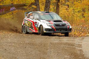 Grzegorz Bugaj / Ela Dziubanski Subaru WRX STi comes through the spectator point on SS9, Arvon-Silver I.