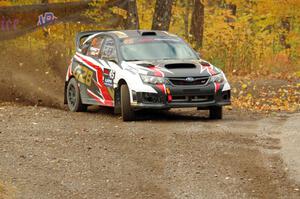 Grzegorz Bugaj / Ela Dziubanski Subaru WRX STi comes through the spectator point on SS9, Arvon-Silver I.