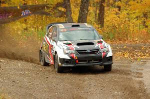 Grzegorz Bugaj / Ela Dziubanski Subaru WRX STi comes through the spectator point on SS9, Arvon-Silver I.