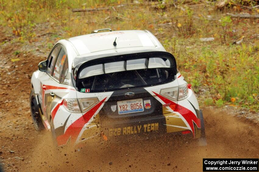 Grzegorz Bugaj / Ela Dziubanski Subaru WRX STi comes through the spectator point on SS9, Arvon-Silver I.