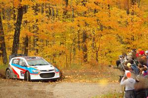 Pat Moro / Ole Holter Chevy Sonic comes through the spectator point on SS9, Arvon-Silver I.