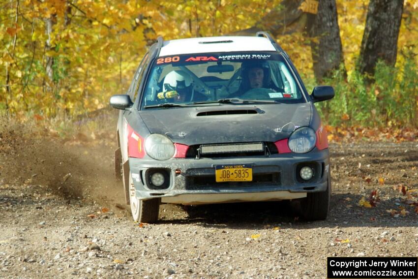 Greg Healey / Cindy Krolikowski Subaru Impeza Outback Sport comes through the spectator point on SS9, Arvon-Silver I.