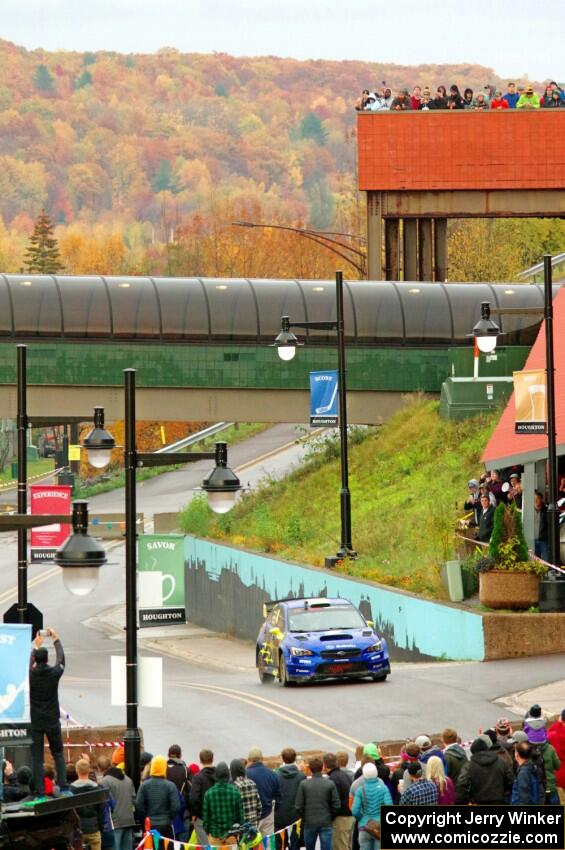 Oliver Solberg / Aaron Johnston Subaru WRX STi on SS15, Lakeshore Drive.