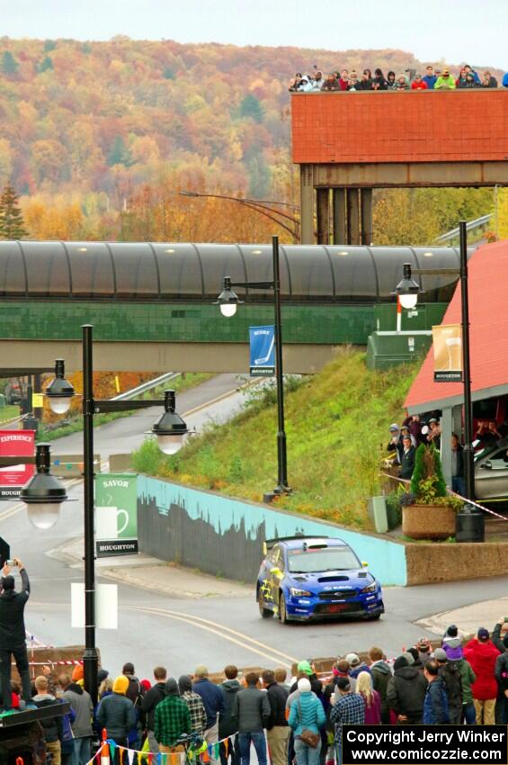 Oliver Solberg / Aaron Johnston Subaru WRX STi on SS15, Lakeshore Drive.