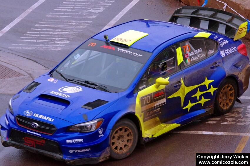 Oliver Solberg / Aaron Johnston Subaru WRX STi on SS15, Lakeshore Drive.