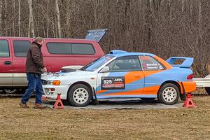 Tyler Matalas / Izaak Degenaer Subaru Impreza LX before the start of the event.