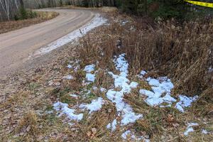 Scattered debris from the Jordan Locher / Tom Addison Subaru Impreza 2.5RS after rolling on SS1.