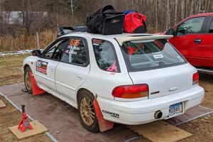 Aidan Hicks / John Hicks Subaru Impreza Wagon before the start of the event.