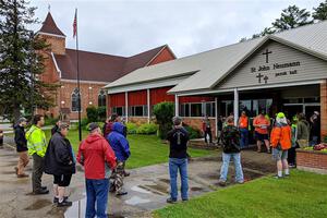 Workers meeting prior to the event.