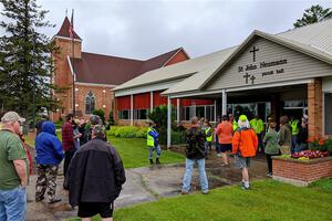 Workers meeting prior to the event.