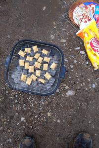 Final round of grilling - pizza rolls!