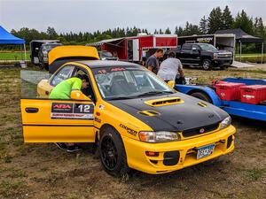 Steve Gingras / Katie Gingras Subaru Impreza before the start.