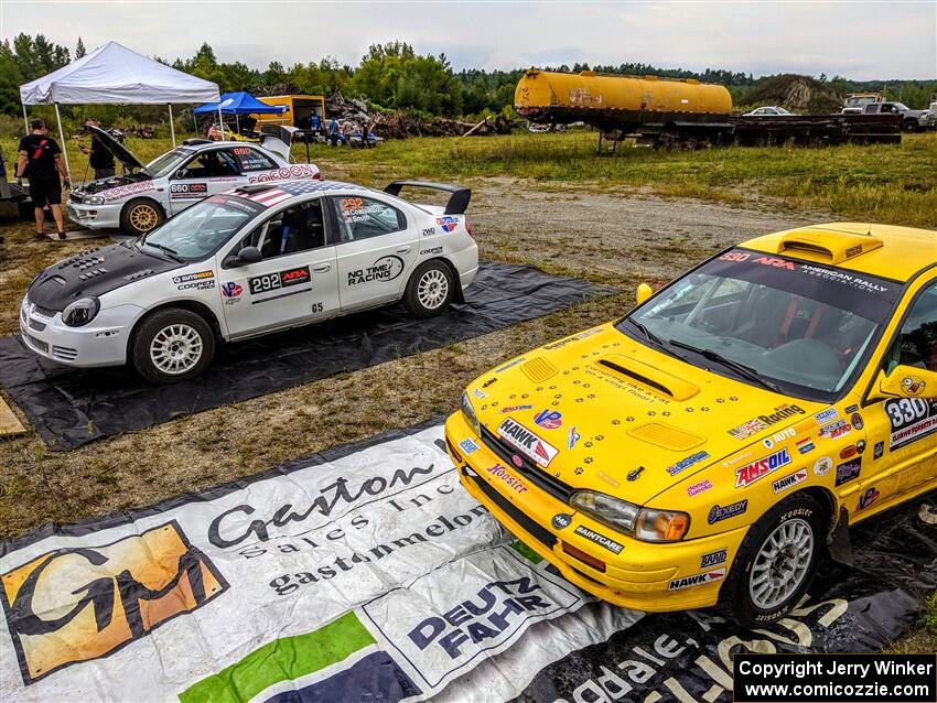 Matt Coatsworth / Scott Smith and Kevin Allen / Liz Cordara Subaru Impreza before the start.