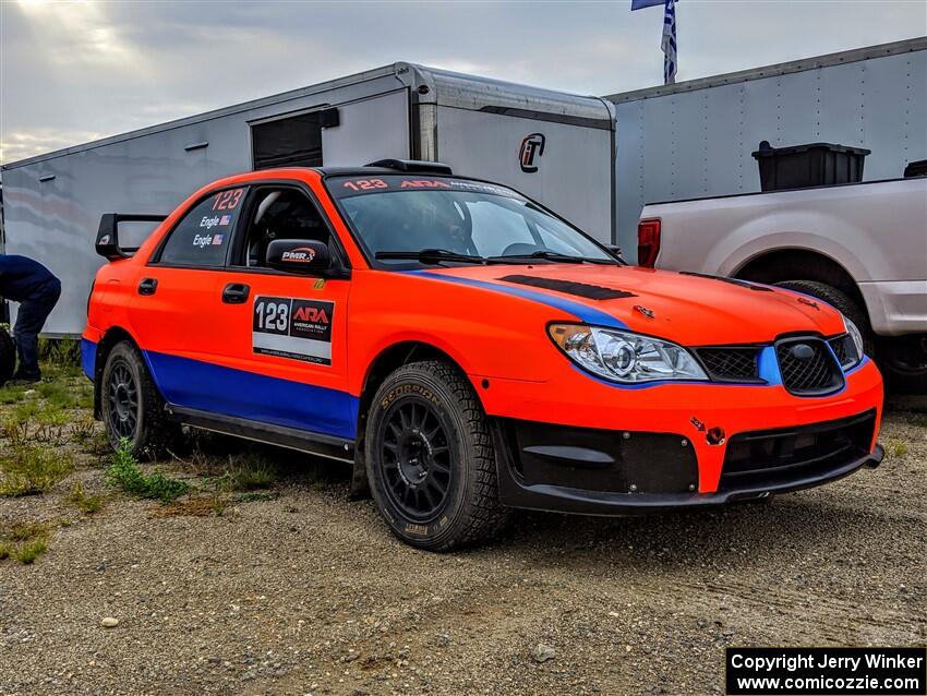 Mike Engle / Morgan Engle Subaru WRX before the start.