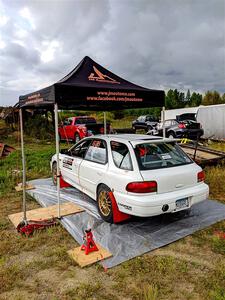 Aidan Hicks / John Hicks Subaru Impreza Wagon before the start of the event.