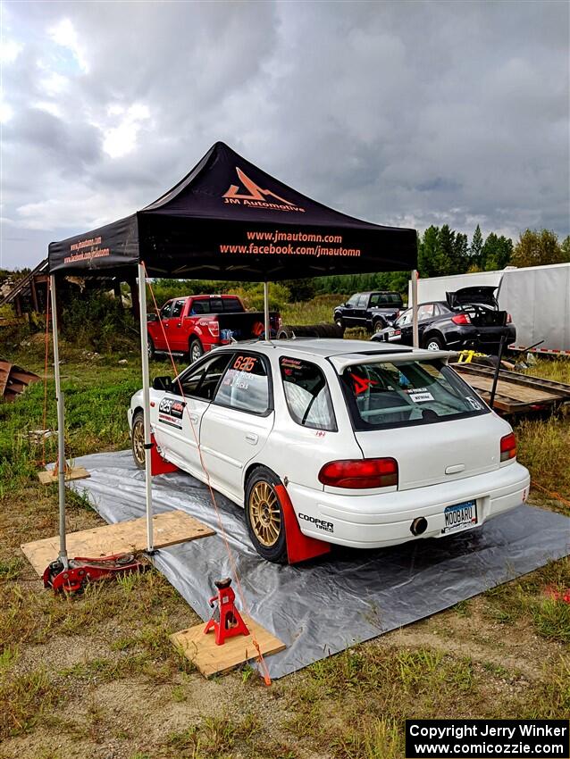 Aidan Hicks / John Hicks Subaru Impreza Wagon before the start of the event.