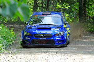 Travis Pastrana / Rhianon Gelsomino Subaru WRX STi on SS1, Steamboat I.