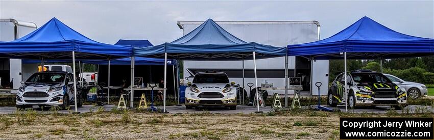 Gary Smith / Kenny Quirk Ford Fiesta R2, John Coyne / Ryan Dunham Ford Fiesta R5 and Ryan Booth / Nick Dobbs Ford Fiesta R5