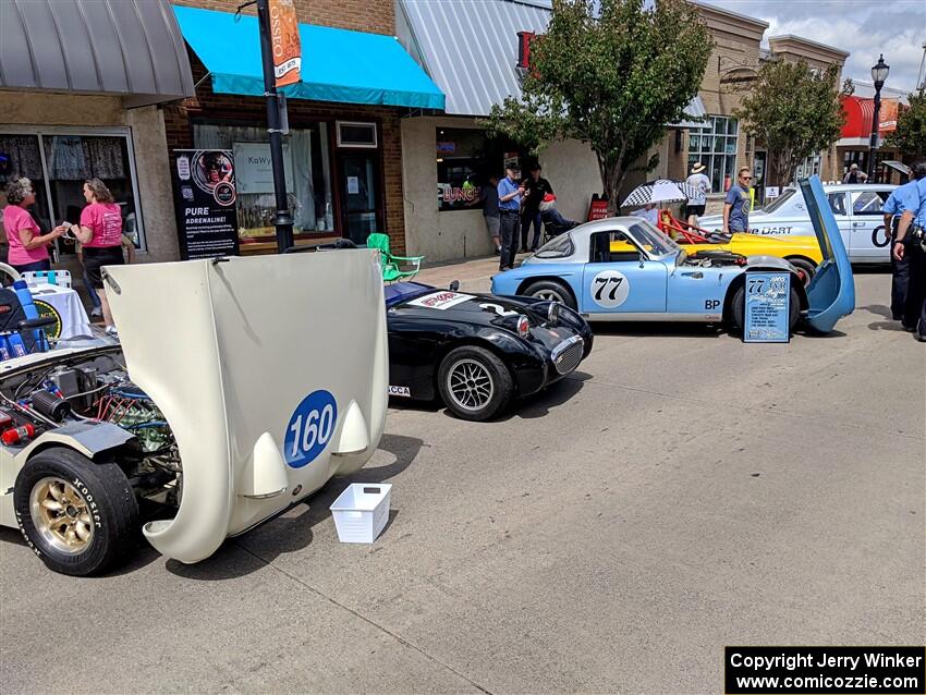 Two Austin-Healey Sprites and a TVR Griffith