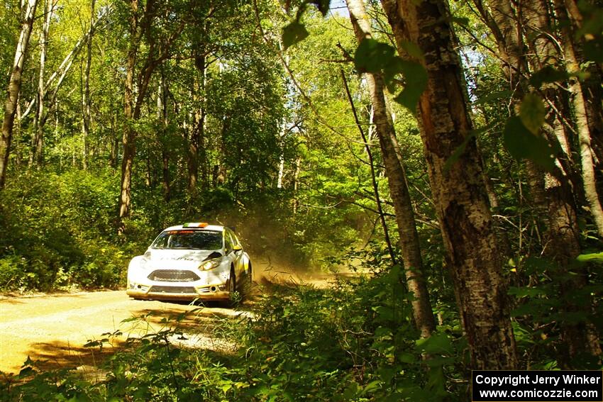 John Coyne / Ryan Dunham Ford Fiesta R5 at speed on SS10, Strawberrry Mountain II.