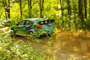 Rob Sanders / Boyd Smith Subaru WRX STi at speed on SS10, Strawberrry Mountain II.