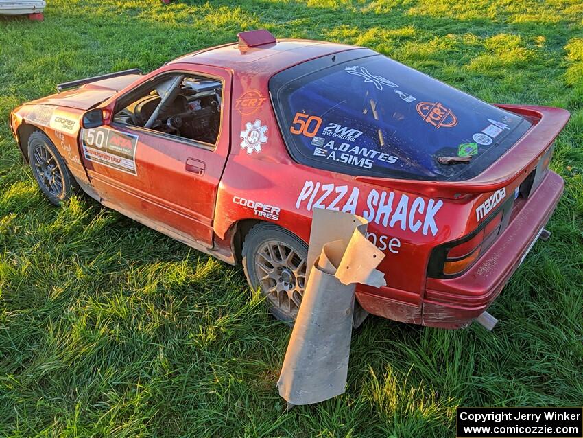 Al Dantes, Jr. / Andrew Sims Mazda RX-7 LS with a rolled-up skidplate after the event.