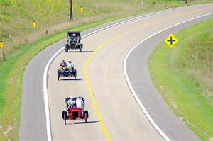Jeff Berdass' 1908 Cadillac, Vince Smith's 1912 Maxwell and Dave Mickelson's 1911 Maxwell