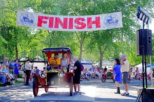 Ron Gardas, Jr.'s 1908 Ford Model S at the finish.