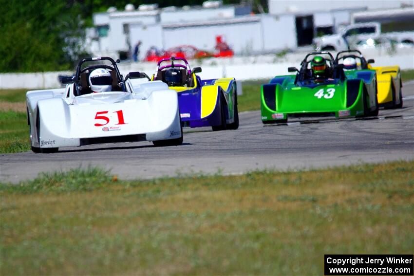 Frank Gigler's, Bob Barton's, Greg Eick's and Ron Boltik's Spec Racer Ford 3s
