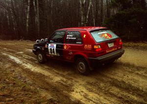 J.B. Niday / Jeff Burmeister drift their VW GTI through a greasy corner on East Steamboat Rd.