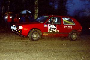 Mike Merbach / Keith Dahlke head uphill at the crossroads hairpin in their VW GTI.