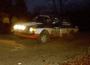 The Mike Christopherson / Brian Dondlinger VW Jetta heads uphill at the crossroads spectator hairpin.