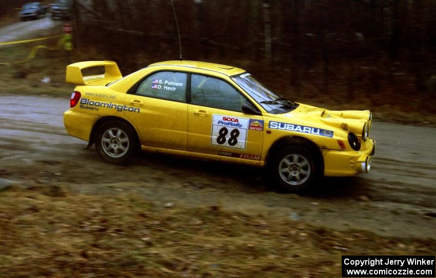 Doug Havir / Scott Putnam at speed through the crossroads in their Subaru WRX STi.