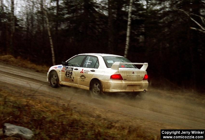 Ron Nelson / Rick Burtis at speed on East Steamboat Rd. in their Mitsubishi Lancer Evo VII.