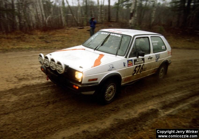 Doug Davenport / Rob Bohn at speed on East Steamboat Rd. in their VW Golf.