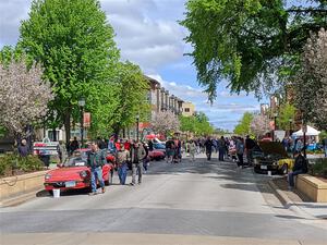 View of the car show heading north on Main St.