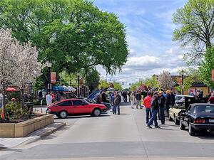 View of the car show heading south on Main St.